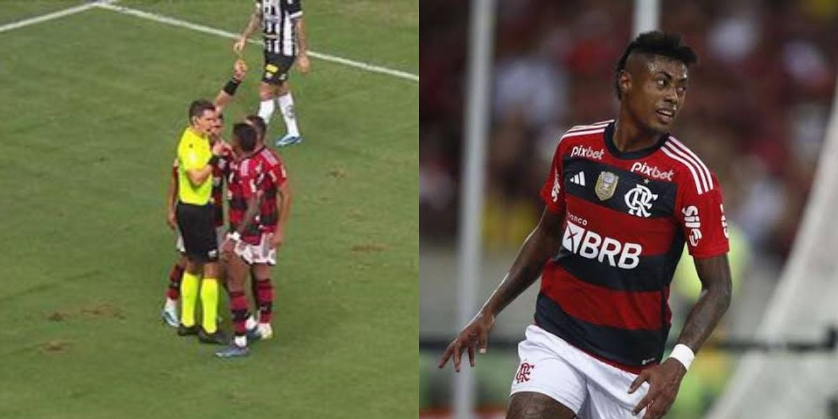 Bruno Henrique sendo expulso em partida do Flamengo contra o Santos (Foto - Montagem TV Foco)