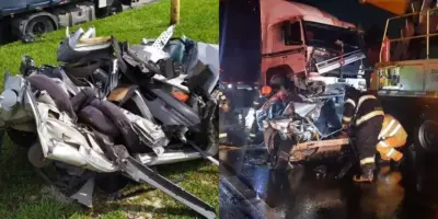 Tragédia urgente: Casal e criança morrem prensados após carro ser esmagado entre carretas em São Paulo