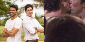 Cauã Reymond e  Johnny Massaro / Johnny Massaro aos beijos com outro homem - Montagem: TVFOCO