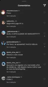 Comentários em publicação de Segovinha - Foto Instagram