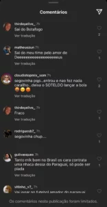 Comentários em publicação de Segovinha - Instagram