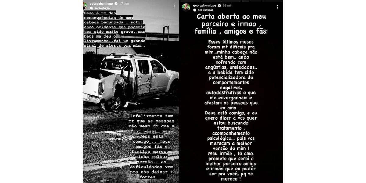 Comunicado George Henrique (Foto: Reprodução / Instagram)