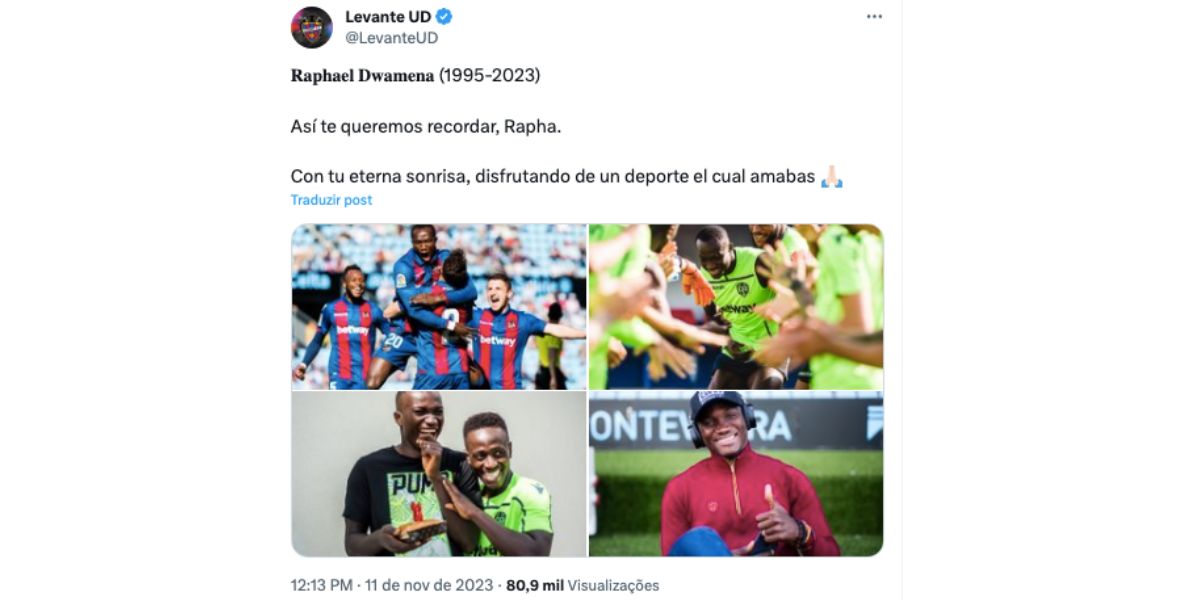 Comunicado sobre morte de jogador (Foto: Reprodução / Twitter)