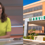 Jornalista Ana Paula Araújo e fachada do prédio da Anvisa (Foto: Reprodução, Globo, Sinagencias)