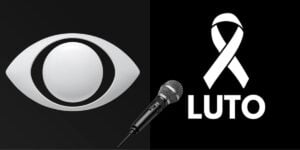 Logo Band, microfone e imagem de luto (Foto: Montagem TV Foco)