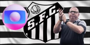 Logo da Globo, bandeira do Santos e Marcelo Fernandes - Foto Reprodução Internet