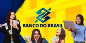 Logo do Banco do Brasil e pessoas com dinheiro - Foto Reprodução Internet