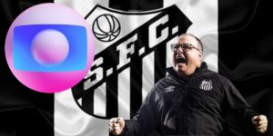 Marcelo Fernandes, logo da Globo e bandeira do Santos - Foto Reprodução Internet