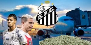 Marcos Leonardo, Soltedo no aeroporto, representação de dinheiro e Santos - (Reprodução: Internet)