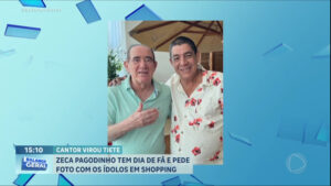 Zeca Pagodinho é flagrado pedindo para tirar foto com Didi e Glória Menezes - Foto Record