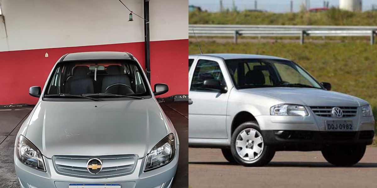 Chevrolet Celta e Volkswagen Gol abrem a lista do top 5 (Reprodução: Montagem TV Foco)