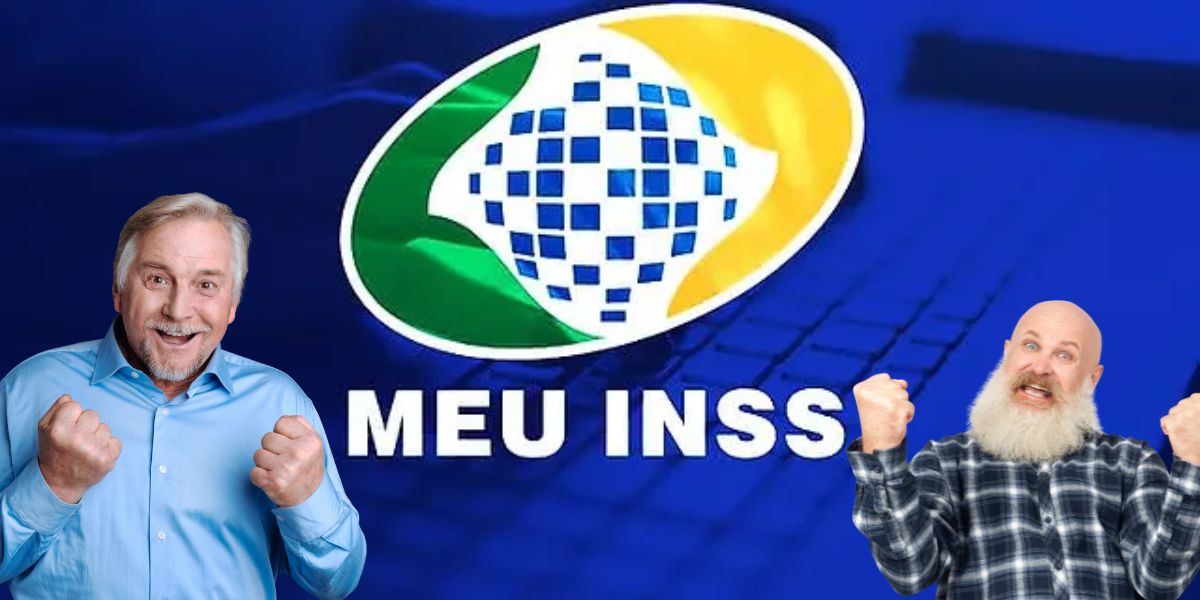 idosos comemorando e logo do INSS - Foto Reprodução Internet