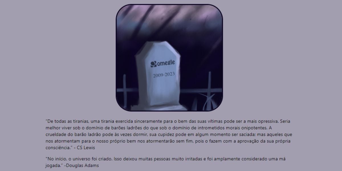 Assim está o aplicativo do Omegle a partir de hoje (Reprodução: Internet)