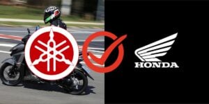 Moto da Yamaha e logo da Honda (Foto: Reprodução / Internet)