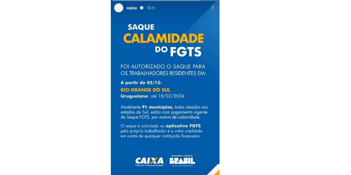 Anúncio da Caixa (Foto: Reprodução / Instagram)
