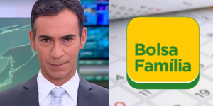 César Tralli / Logo do Bolsa Família - Montagem TVFOCO