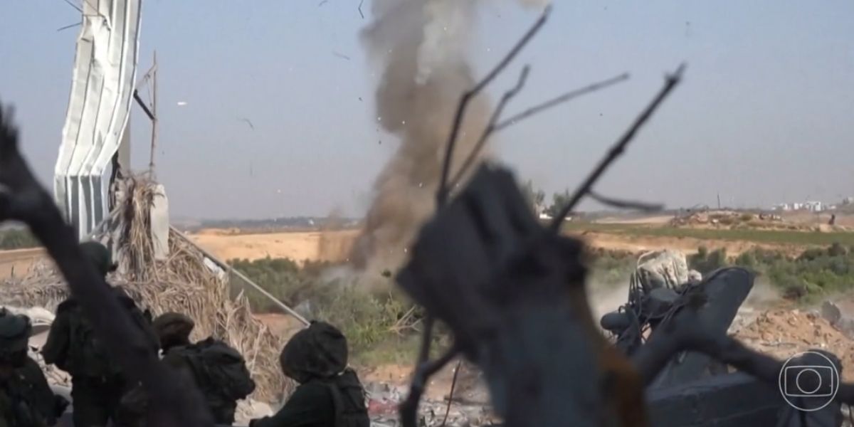 Conflito entre Hamas e Israel (Foto: Reprodução / Bom Dia Brasil da Globo) Conflito entre Hamas e Israel (Foto: Reprodução / Bom Dia Brasil da Globo)