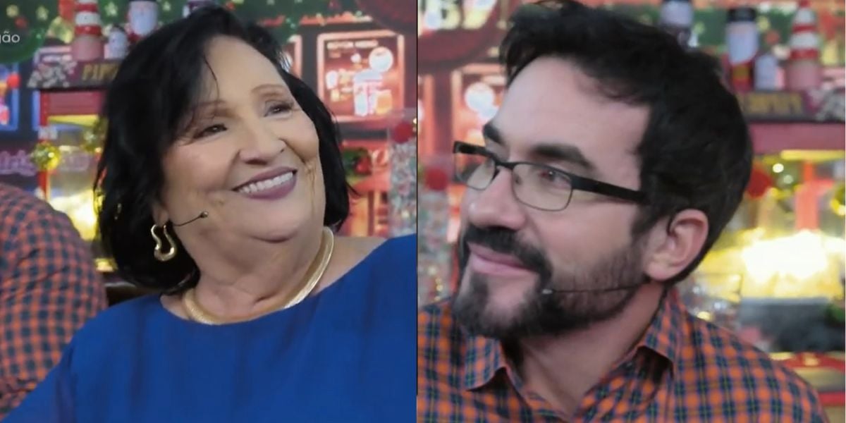 Dona Déa e Padre Fábio de Melo no Domingão (Foto: Reprodução / Globo)
