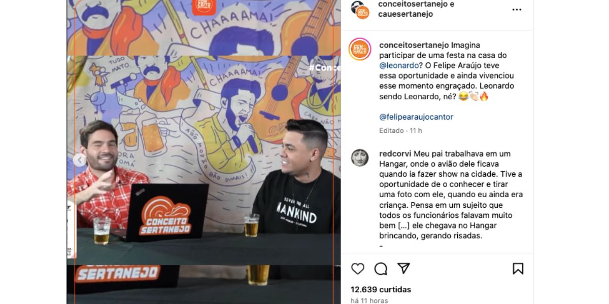 Felipe Araújo durante o Conceito Talk Show (Foto: Reprodução / Instagram)