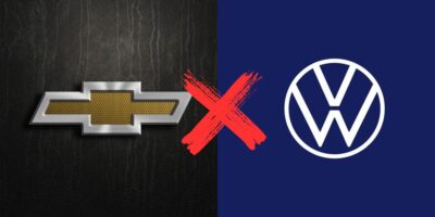 Logo da Chevrolet e da Volks - Foto Reprodução Canva