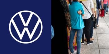 Logo da Volkswagen e fila de demissão em massa - Foto Reprodução Internet