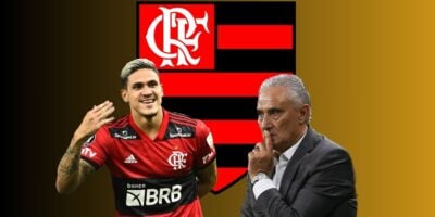 Pedro, Tite e escudo do Flamengo (Foto - Montagem TV Foco).