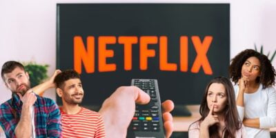 Pessoas suspeitando e tv com Netflix - Foto Reprodução Internet