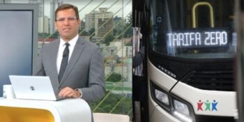 Rodrigo Bocardi no Bom Dia São Paulo e tarifa zero (Fotos: Reproduções / Globo /  FolhaPress)