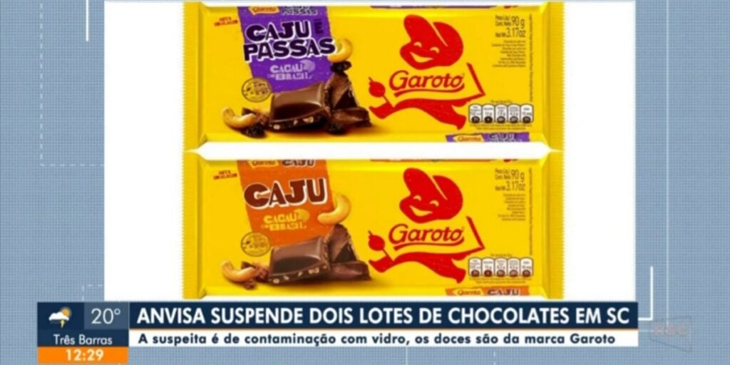 Chocolate Garoto sofreu proibição da Anvisa (Foto: Reprodução/TV Globo)