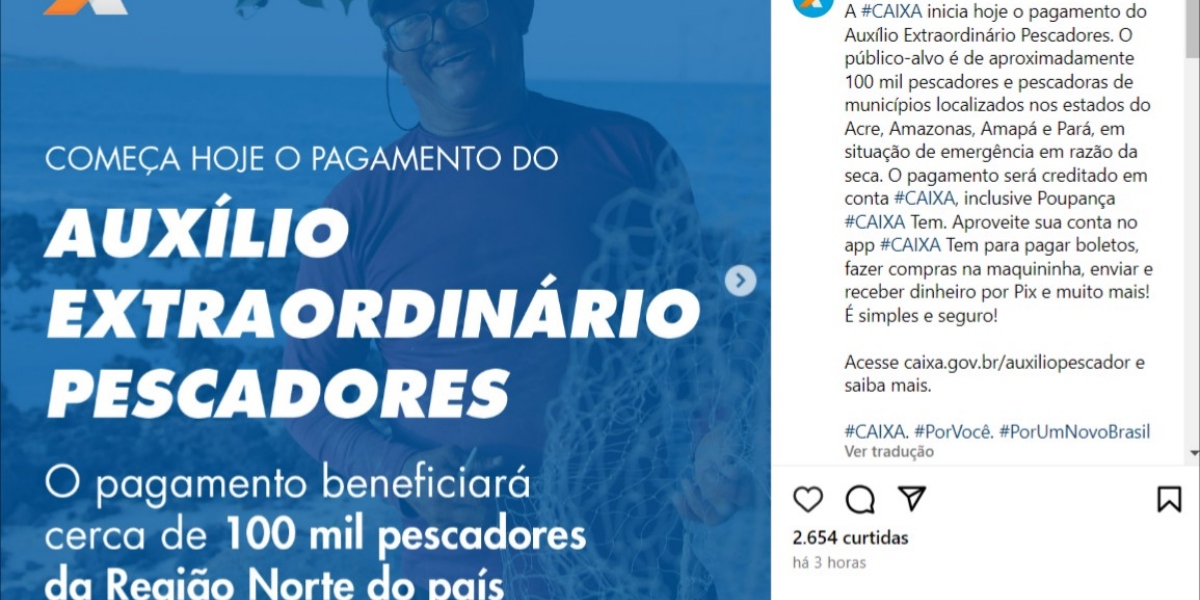 Caixa Econômica Federal anunciou pagamento de auxílio (Foto: Reprodução/Instagram)