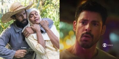 Ramiro, Aline e Caio em cenas de Terra e Paixão (Foto: Reprodução / Globo / Montagem TV Foco)