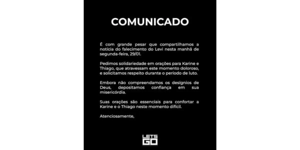 Comunicado sobre perda de filho de Karine Carrijo (Foto: Reprodução / Instagram)