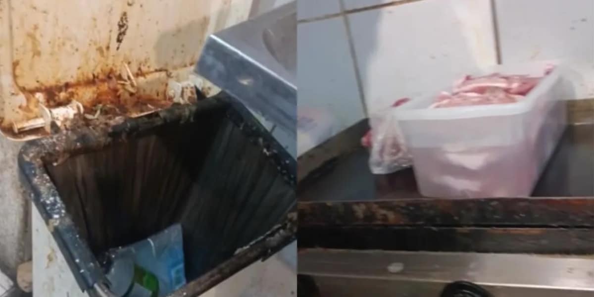 Equipamentos com sujeira e até insetos em restaurante de Santos (SP). — Foto: Reprodução/Vivendo na Baixada