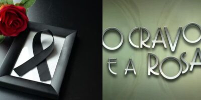 Imagem de luto / Logo de O Cravo e a Rosa - Montagem TVFOCO