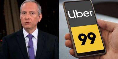 José Roberto Burnier no SP2 e aplicativo com logo da Uber e 99 (Fotos: Reproduções / Globo / Internet)