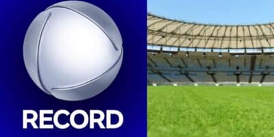 Logo da Record / Campo de futebol - Montagem TVFOCO