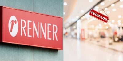 Logo da Renner e loja de shopping fechada - Foto Reprodução Internet