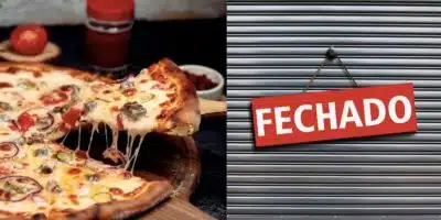Pizza e loja fechada (Fotos: Reproduções / Freepik / Internet)