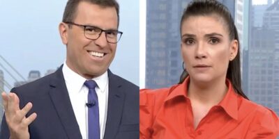 Rodrigo Bocardi e Sabina Simonato no Bom Dia São Paulo (Fotos: Reproduções / Globo)