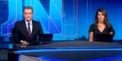 Kovalick e Mariana Gross na bancada do Jornal Nacional - Foto: Globo