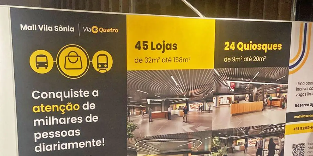 Informações da ViaQuatro sobre o futuro shopping (Reprodução: Internet) Informações da ViaQuatro sobre o futuro shopping (Reprodução: Internet)