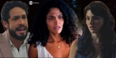 Luigi, Aline e Petra em Terra e Paixão (Foto: Reprodução / Globo / Montagem TV Foco)