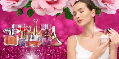 Mulher usando um dos perfumes raros (Foto: Reprodução / Canva / Montagem TV Foco)