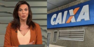 Ana Paula Araújo no Bom Dia Brasil e agência da Caixa (Fotos: Reproduções / Globo / Leonardo Bosisio/g1)