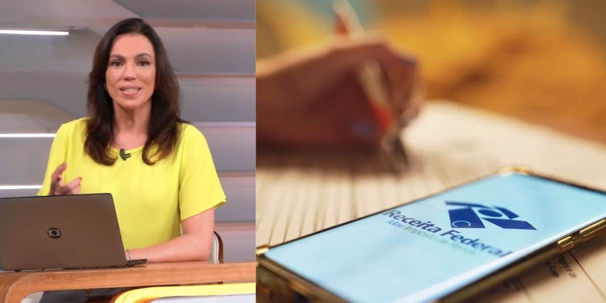 Ana Paula Araújo no Bom Dia Brasil e aplicativo do Imposto de Renda (Fotos: Reproduções / Globo / Marcos Serra)