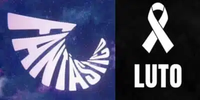 Logo do Fantástico e imagem de luto (Fotos: Reproduções / Globo / Canva)