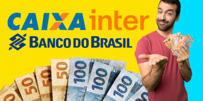 Banco do Brasil, Caixa, Inter - Homem segurando dinheiro  (Foto: Reprodução - Freepick, Montagem - TV Foco)