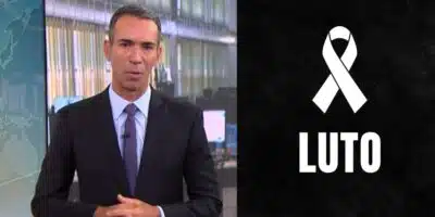 César Tralli no Jornal Hoje e imagem de luto (Fotos: Reproduções / Globo / Canva)