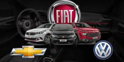 Fiat, Volkswagen e Chevrolet (Foto: Reprodução, Montagem - TV Foco)
