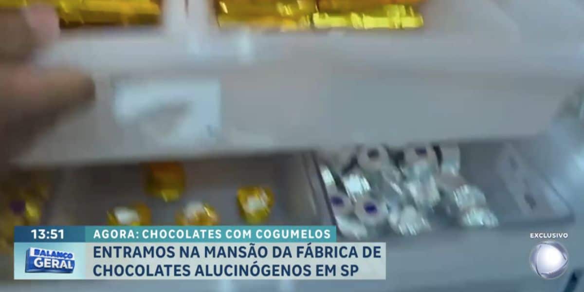 Geladeira com chocolates (Foto: Reprodução / Record)